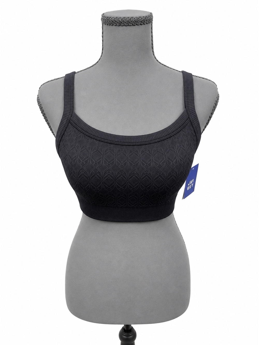 Joy Lab Black Patterned Seamless Sports Bra (S)